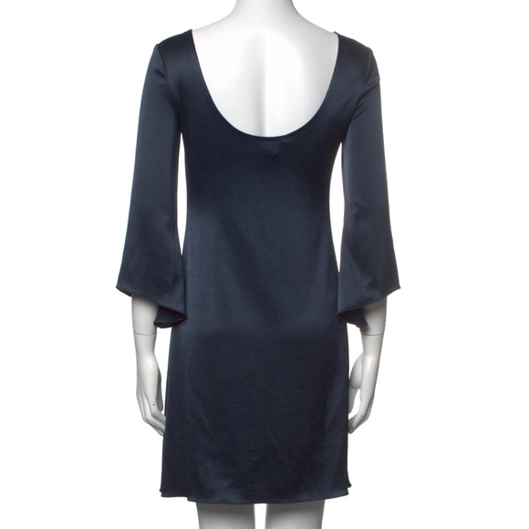 DVF Blue Satin shift dress - Picture 2 of 4